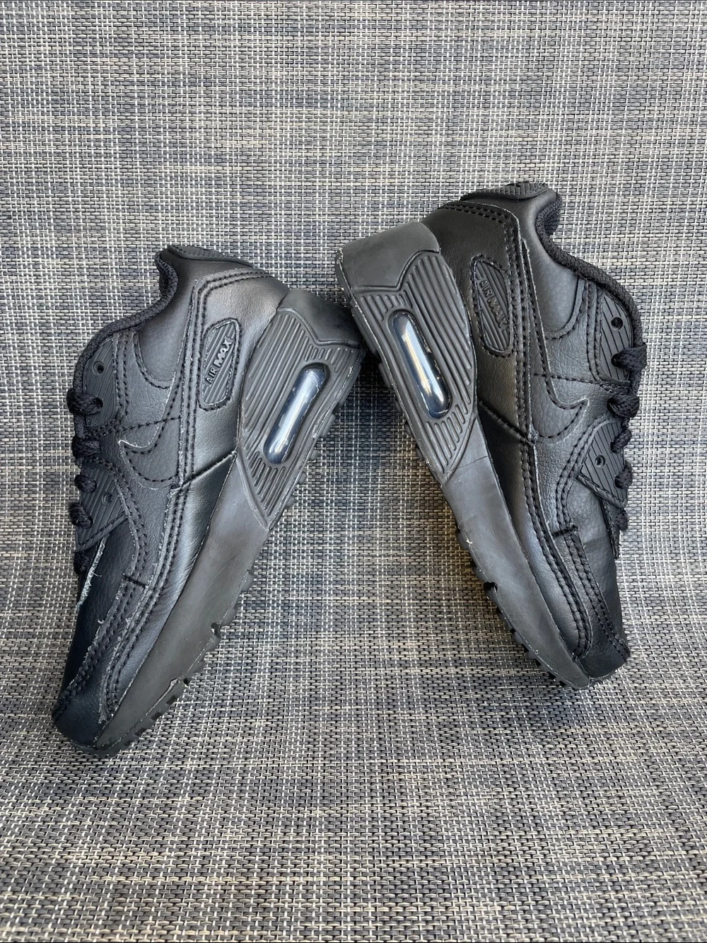 Nike Air Max 90 LTR Toddler Sneakers all-black leather Shoes size 10.5